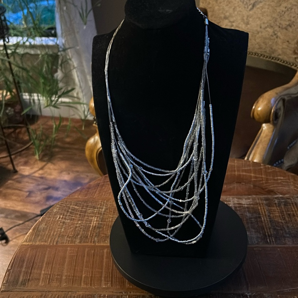 Chicos Silver and clear bead necklace
